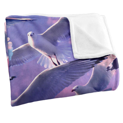 Multicoloured - Side - Royce McClure Evening Seagulls Silky Supersoft Blanket