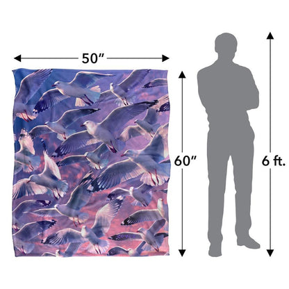 Multicoloured - Pack Shot - Royce McClure Evening Seagulls Silky Supersoft Blanket