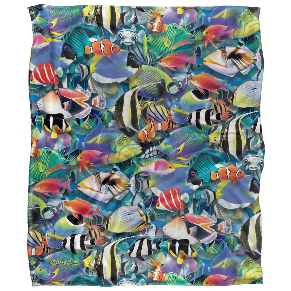 Multicoloured - Front - Royce McClure Tropical Fish Jam Silky Supersoft Blanket