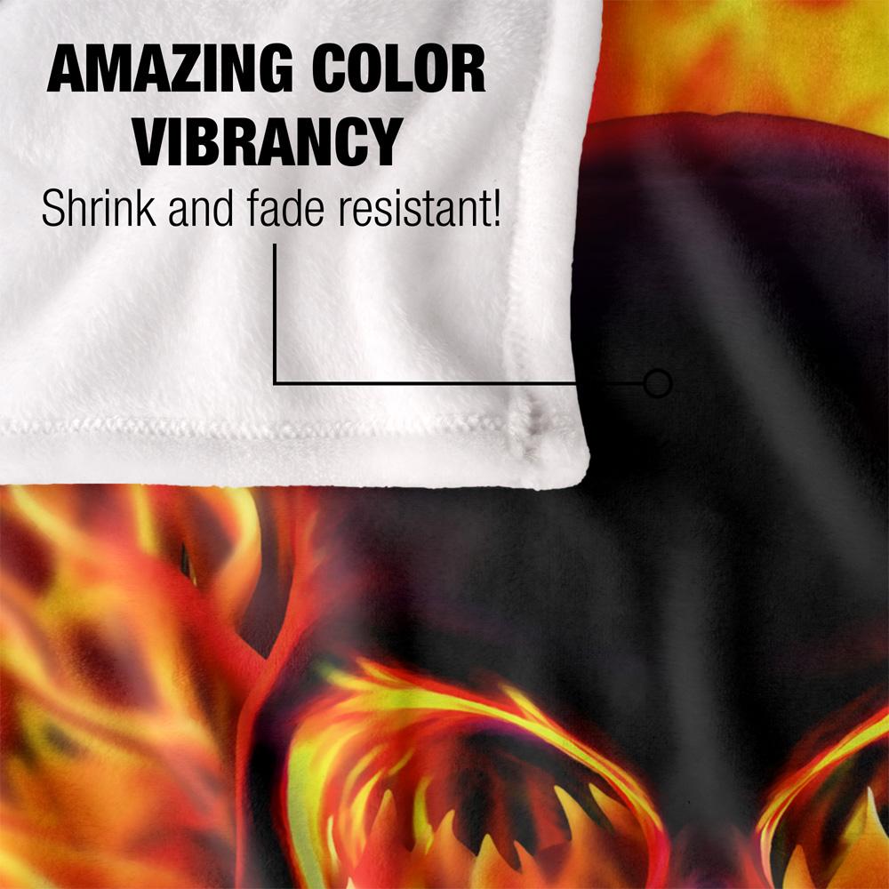 Multicoloured - Lifestyle - Royce McClure Silky Flaming Skull Supersoft Blanket
