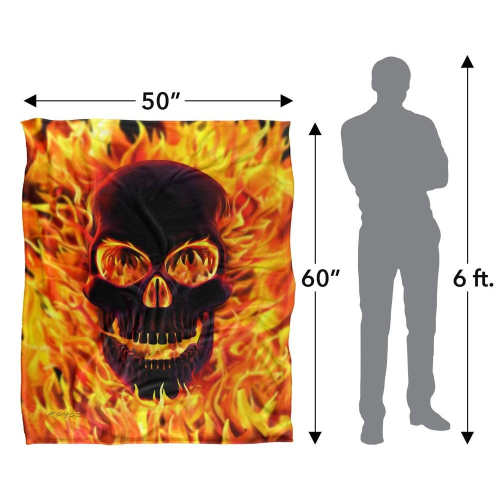 Multicoloured - Pack Shot - Royce McClure Silky Flaming Skull Supersoft Blanket