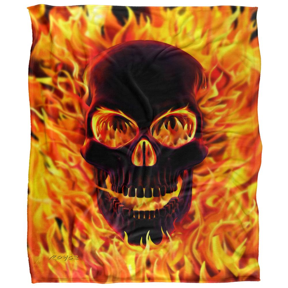 Multicoloured - Front - Royce McClure Silky Flaming Skull Supersoft Blanket