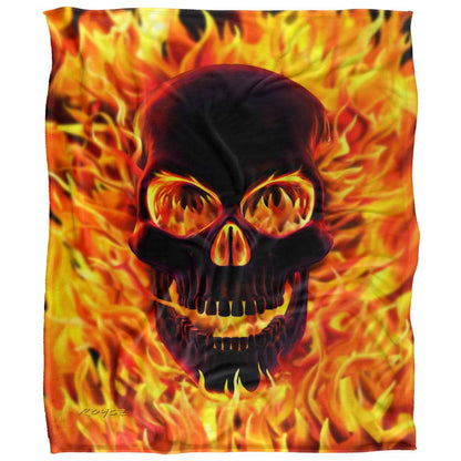 Multicoloured - Front - Royce McClure Silky Flaming Skull Supersoft Blanket