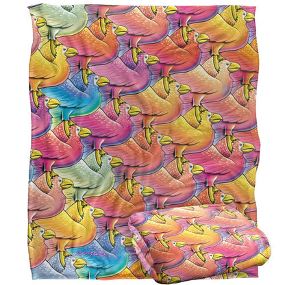 Multicoloured - Back - Royce McClure Flocking Birds Silky Supersoft Blanket