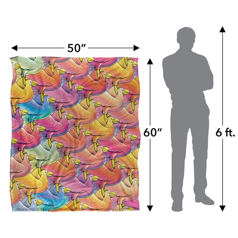 Multicoloured - Pack Shot - Royce McClure Flocking Birds Silky Supersoft Blanket