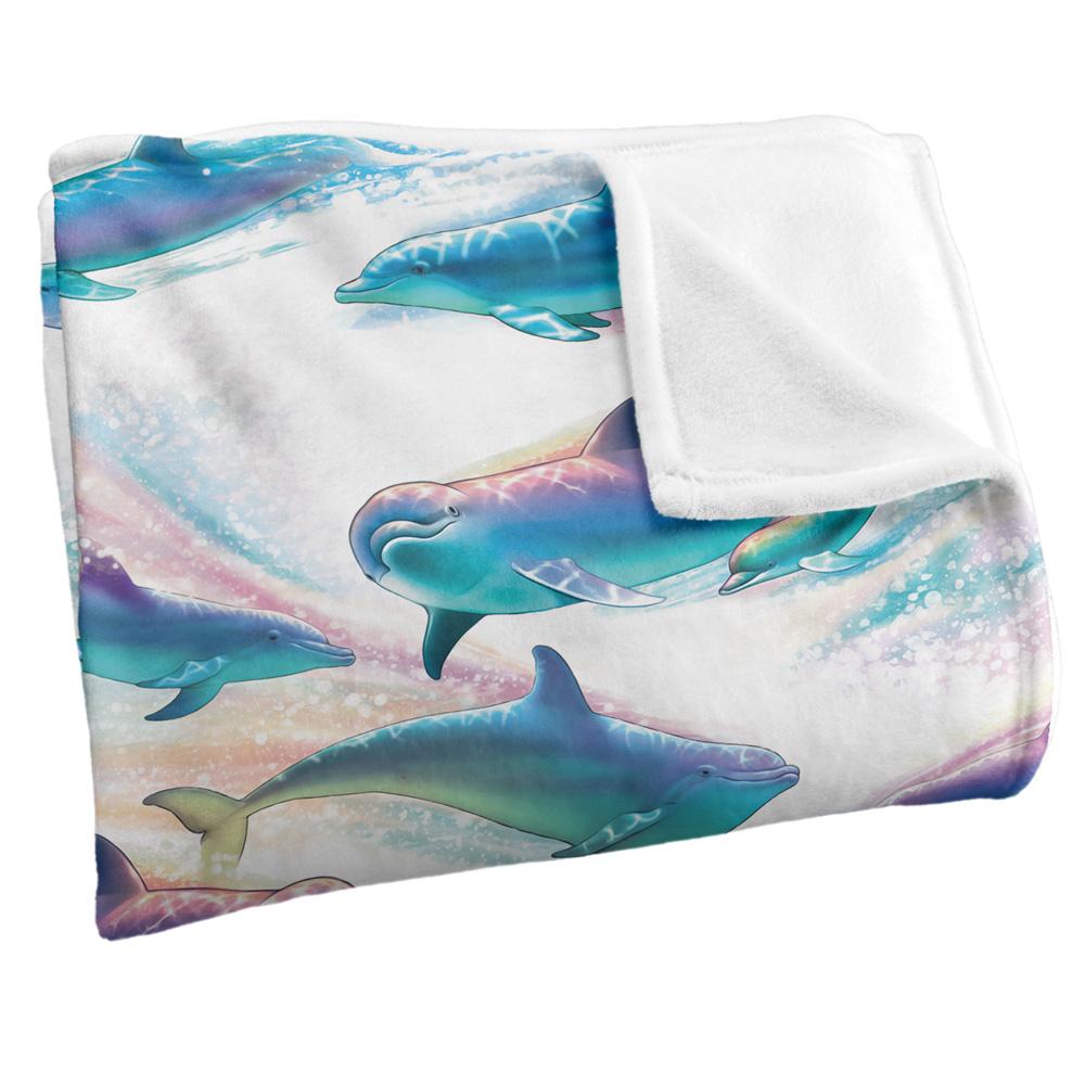Multicoloured - Side - Royce McClure Dolphin Flow Silky Repeat Print Supersoft Blanket