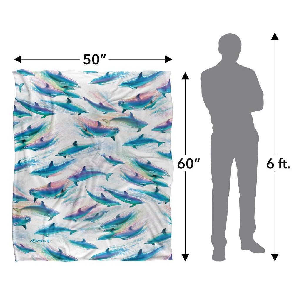 Multicoloured - Pack Shot - Royce McClure Dolphin Flow Silky Repeat Print Supersoft Blanket