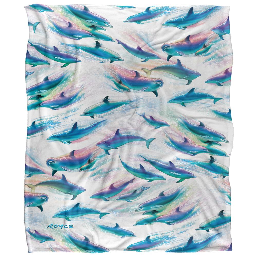 Multicoloured - Front - Royce McClure Dolphin Flow Silky Repeat Print Supersoft Blanket