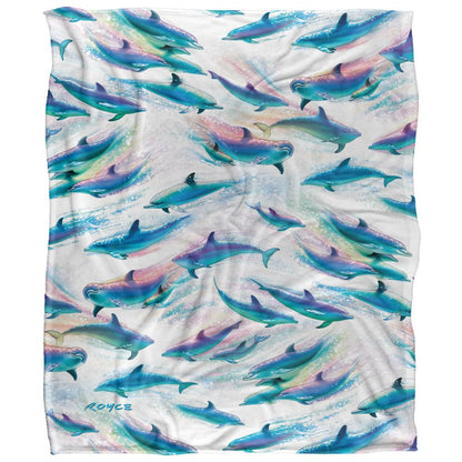 Multicoloured - Front - Royce McClure Dolphin Flow Silky Repeat Print Supersoft Blanket