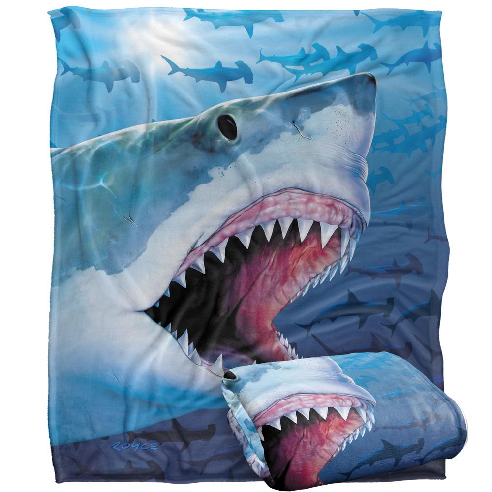 Multicoloured - Back - Royce McClure Silky Great White Shark Supersoft Blanket