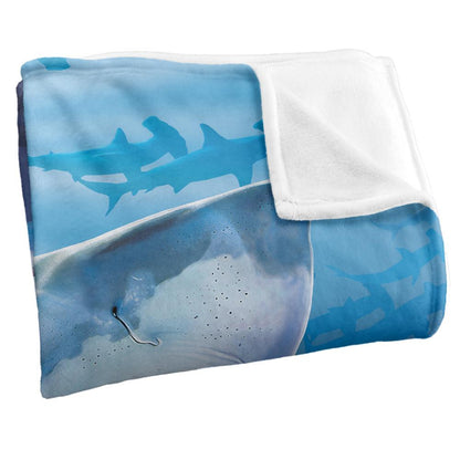 Multicoloured - Side - Royce McClure Silky Great White Shark Supersoft Blanket