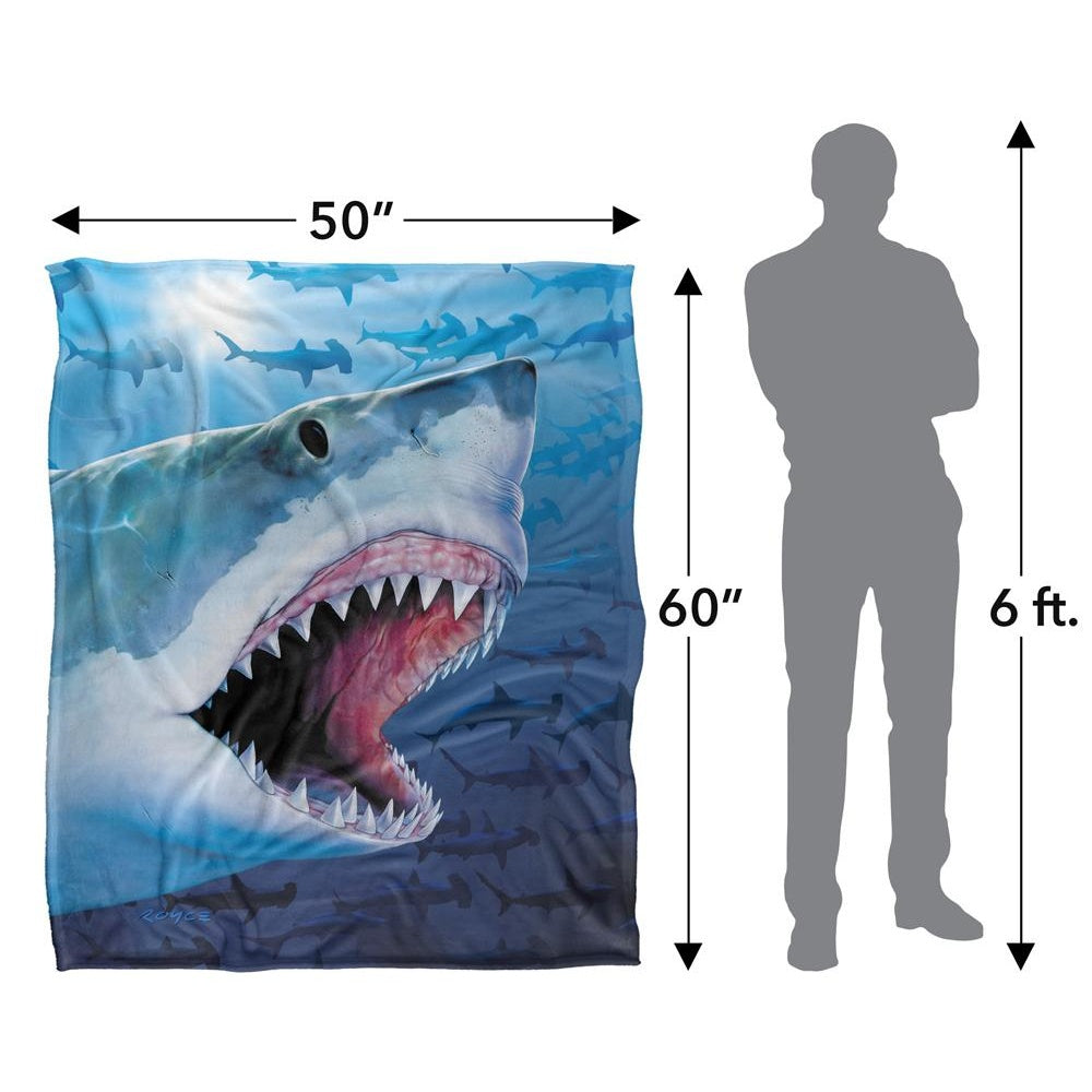 Multicoloured - Pack Shot - Royce McClure Silky Great White Shark Supersoft Blanket