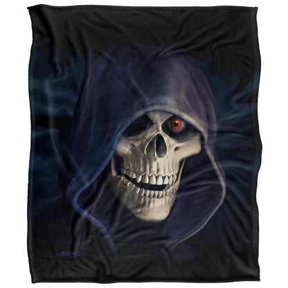 Black-White - Front - Royce McClure Silky Grim Reaper Supersoft Blanket
