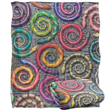 Multicoloured - Back - Royce McClure Hisstory Snake Silky Supersoft Blanket