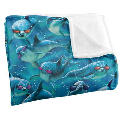 Blue-Red - Side - Royce McClure Mod Squad Silky Dolphin Supersoft Blanket