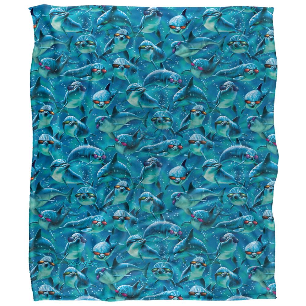 Blue-Red - Front - Royce McClure Mod Squad Silky Dolphin Supersoft Blanket