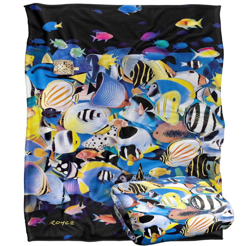 Multicoloured - Back - Royce McClure Night Dive Silky Tropical Fish Supersoft Blanket