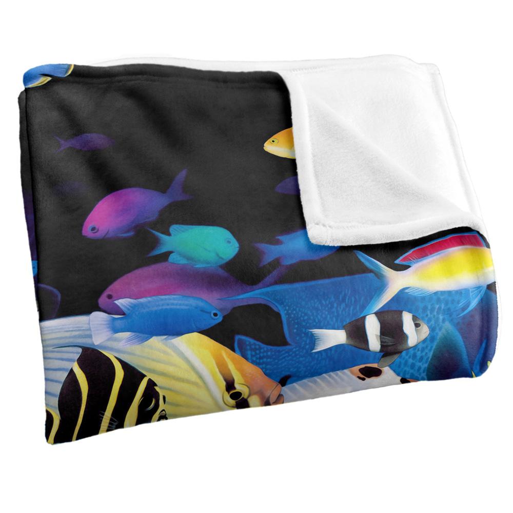 Multicoloured - Side - Royce McClure Night Dive Silky Tropical Fish Supersoft Blanket