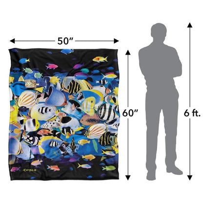 Multicoloured - Pack Shot - Royce McClure Night Dive Silky Tropical Fish Supersoft Blanket