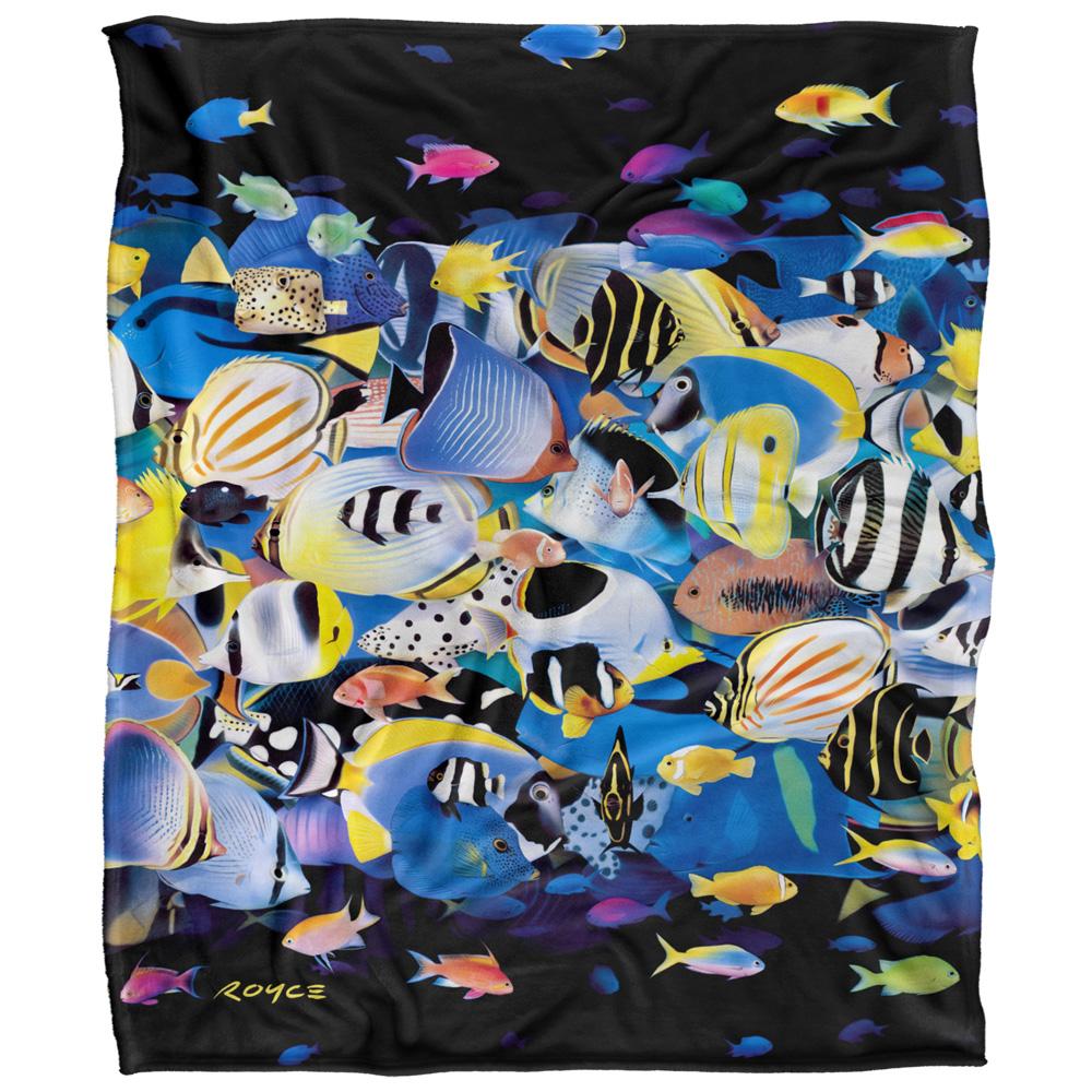 Multicoloured - Front - Royce McClure Night Dive Silky Tropical Fish Supersoft Blanket