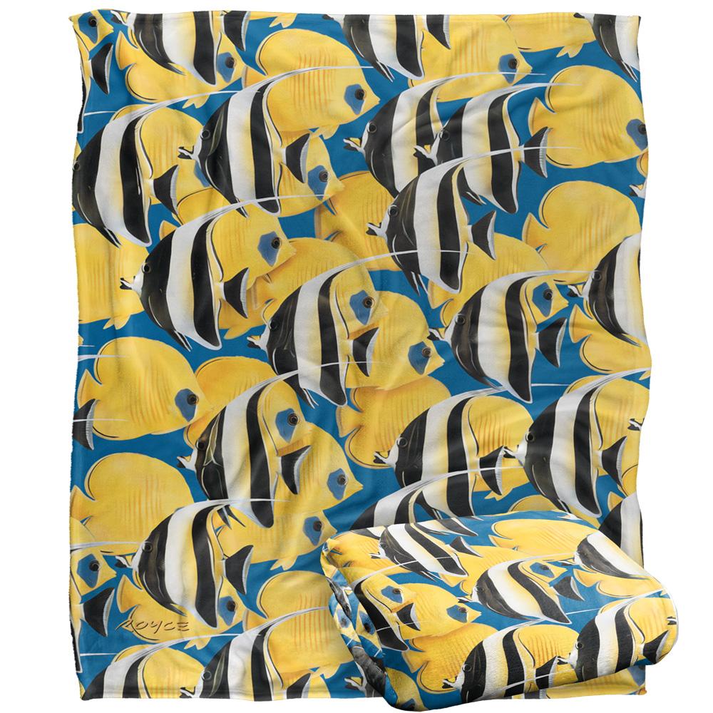 Multicoloured - Back - Royce McClure Rush Hour Silky Tropical Fish Supersoft Blanket