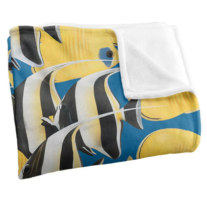 Multicoloured - Side - Royce McClure Rush Hour Silky Tropical Fish Supersoft Blanket