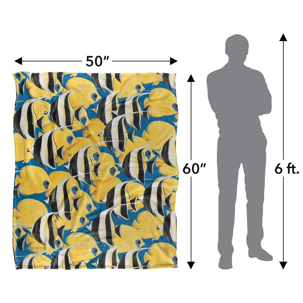 Multicoloured - Pack Shot - Royce McClure Rush Hour Silky Tropical Fish Supersoft Blanket