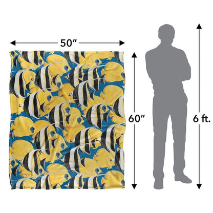 Multicoloured - Pack Shot - Royce McClure Rush Hour Silky Tropical Fish Supersoft Blanket