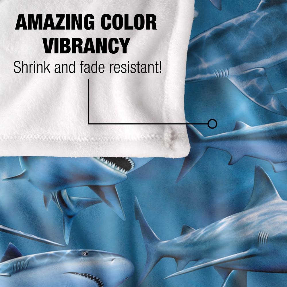 Blue-Grey - Lifestyle - Royce McClure Attack Silky Great White Shark Supersoft Blanket