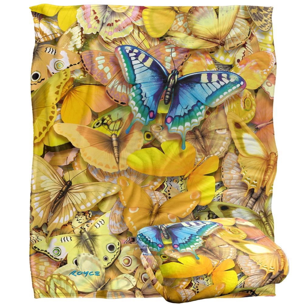 Multicoloured - Back - Royce McClure Be Unique Silky Butterflies Supersoft Blanket