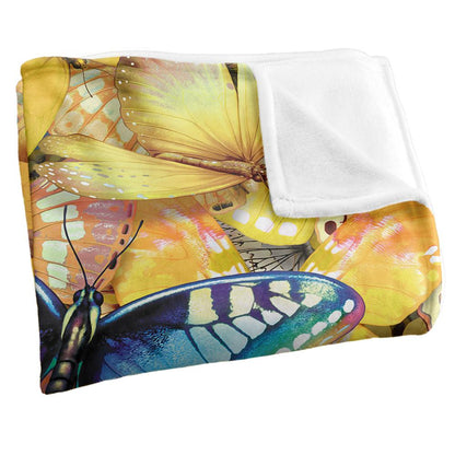 Multicoloured - Side - Royce McClure Be Unique Silky Butterflies Supersoft Blanket