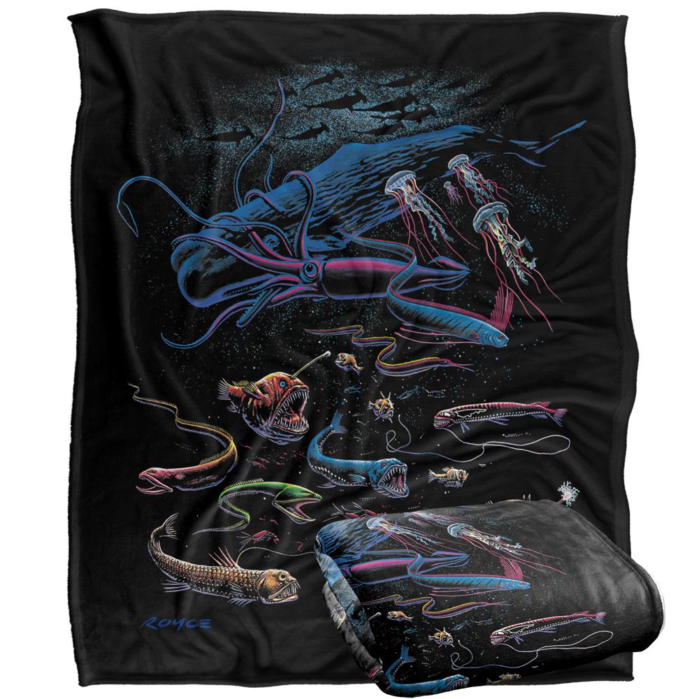 Multicoloured - Back - Royce McClure Way Down Deep Silky Fish Supersoft Blanket