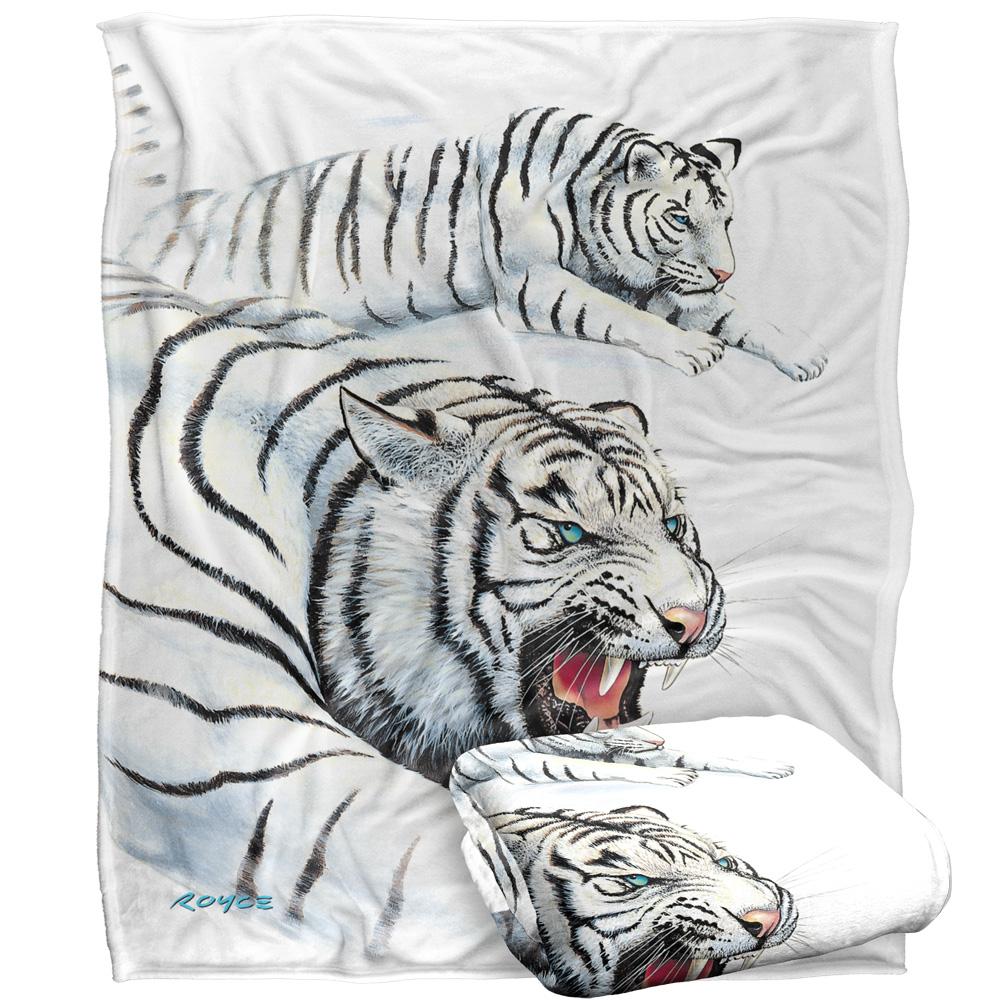 White-Black - Back - Royce McClure Silky White Tiger Supersoft Blanket