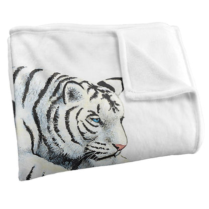 White-Black - Side - Royce McClure Silky White Tiger Supersoft Blanket