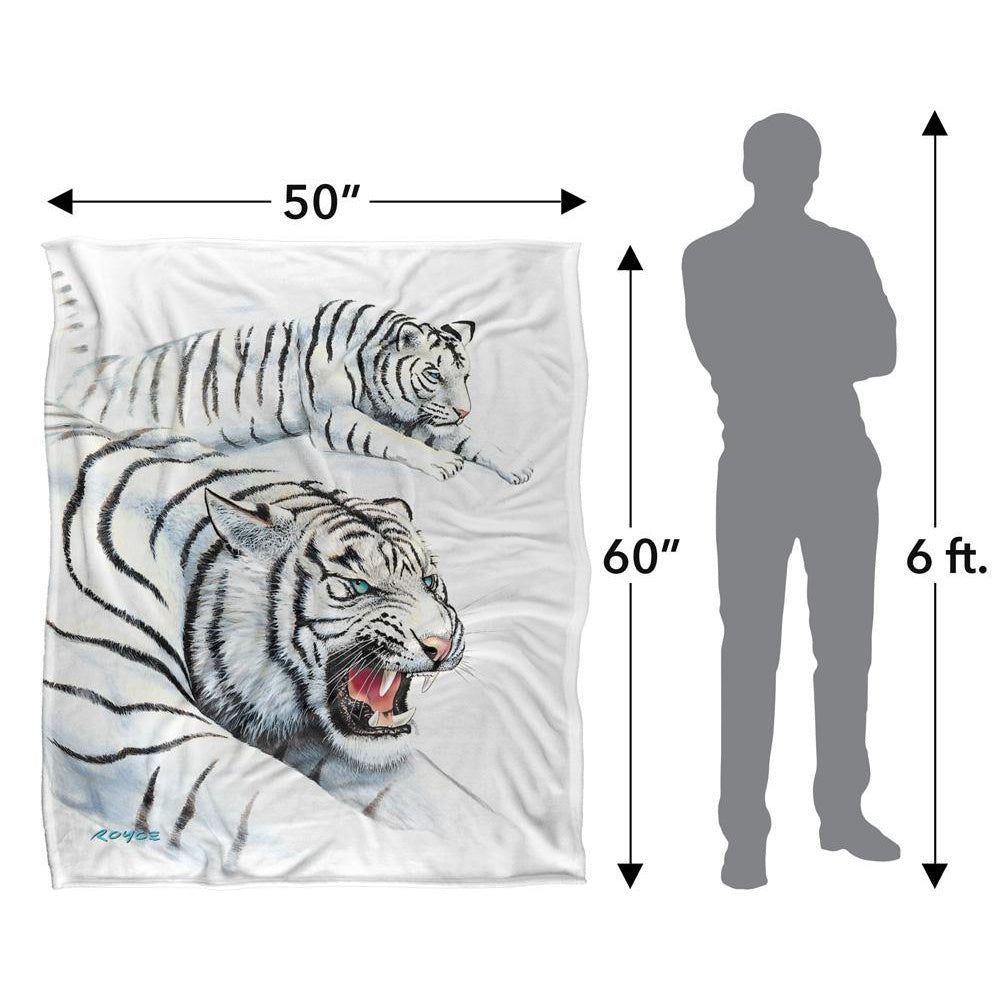 White-Black - Pack Shot - Royce McClure Silky White Tiger Supersoft Blanket