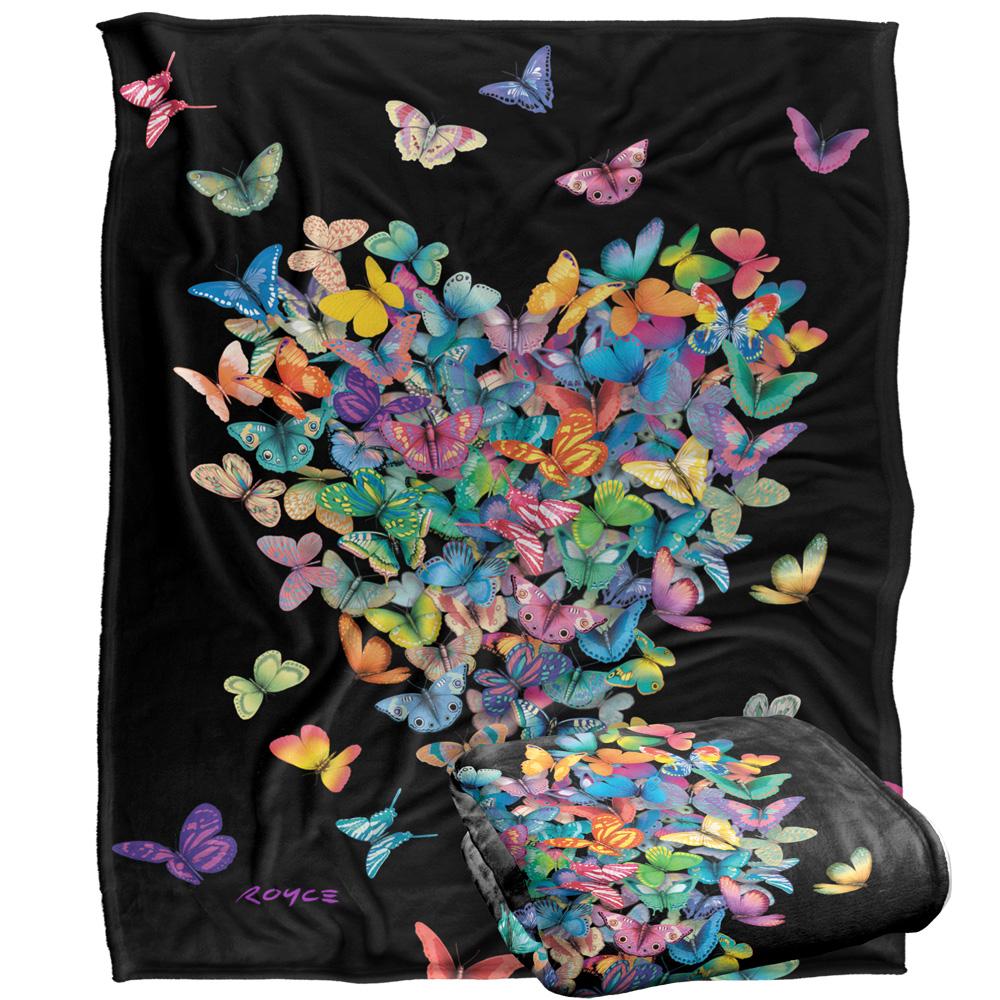Multicoloured - Back - Royce McClure Wildheart Silky Butterflies Supersoft Blanket