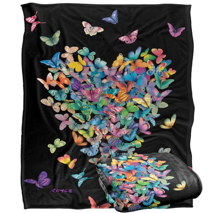 Multicoloured - Back - Royce McClure Wildheart Silky Butterflies Supersoft Blanket