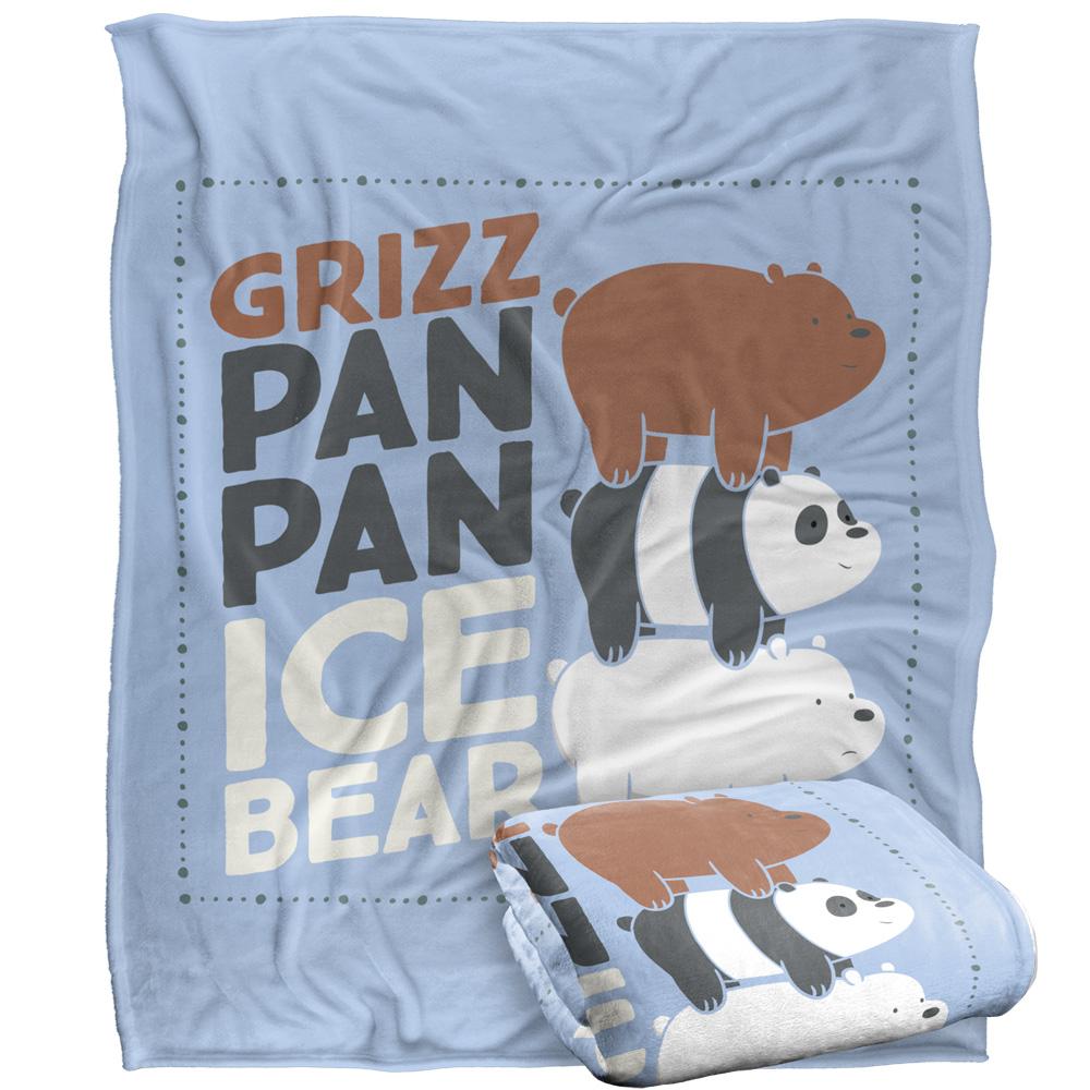Light Blue-Multicoloured - Back - We Bare Bears Silky Grizz Supersoft Blanket