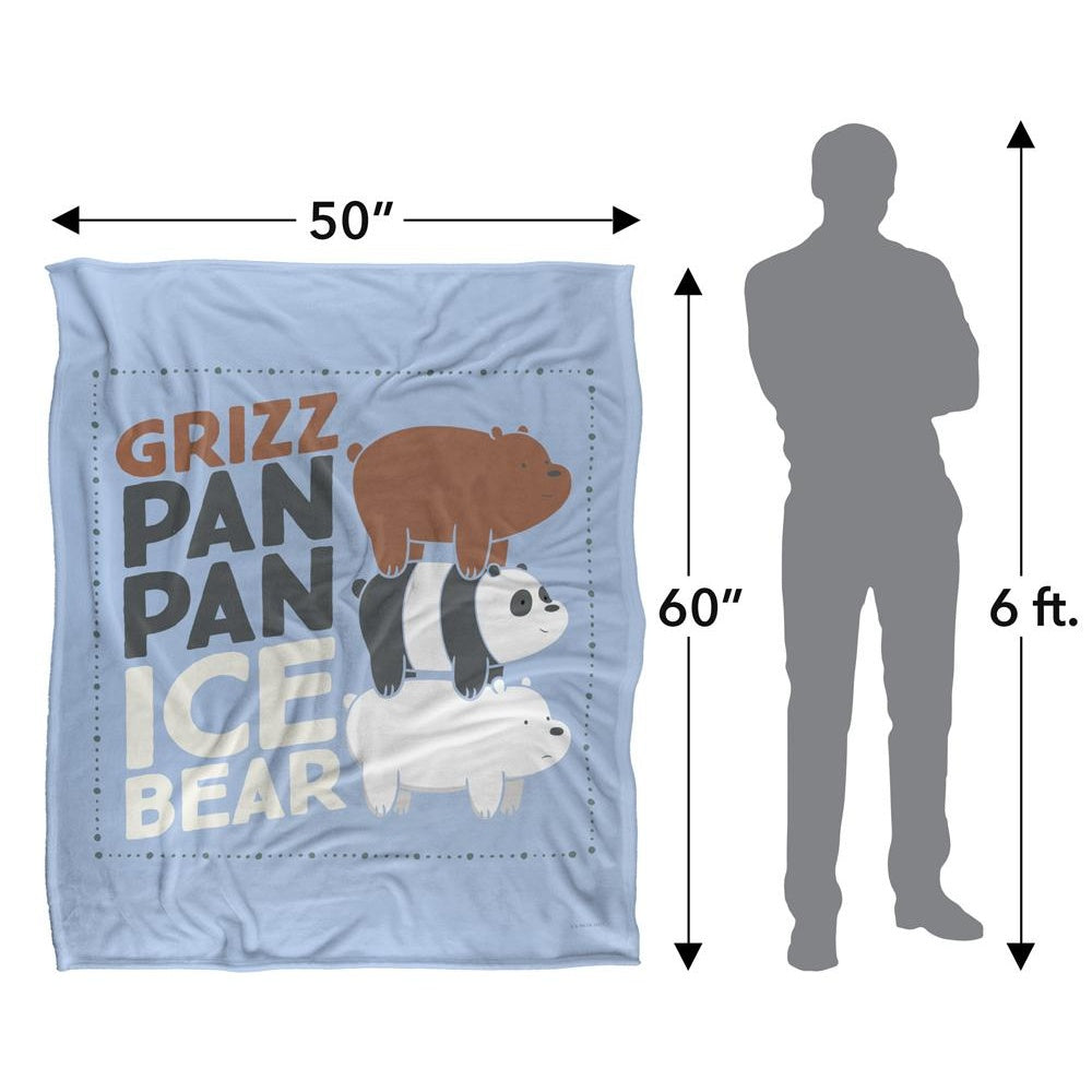 Light Blue-Multicoloured - Pack Shot - We Bare Bears Silky Grizz Supersoft Blanket