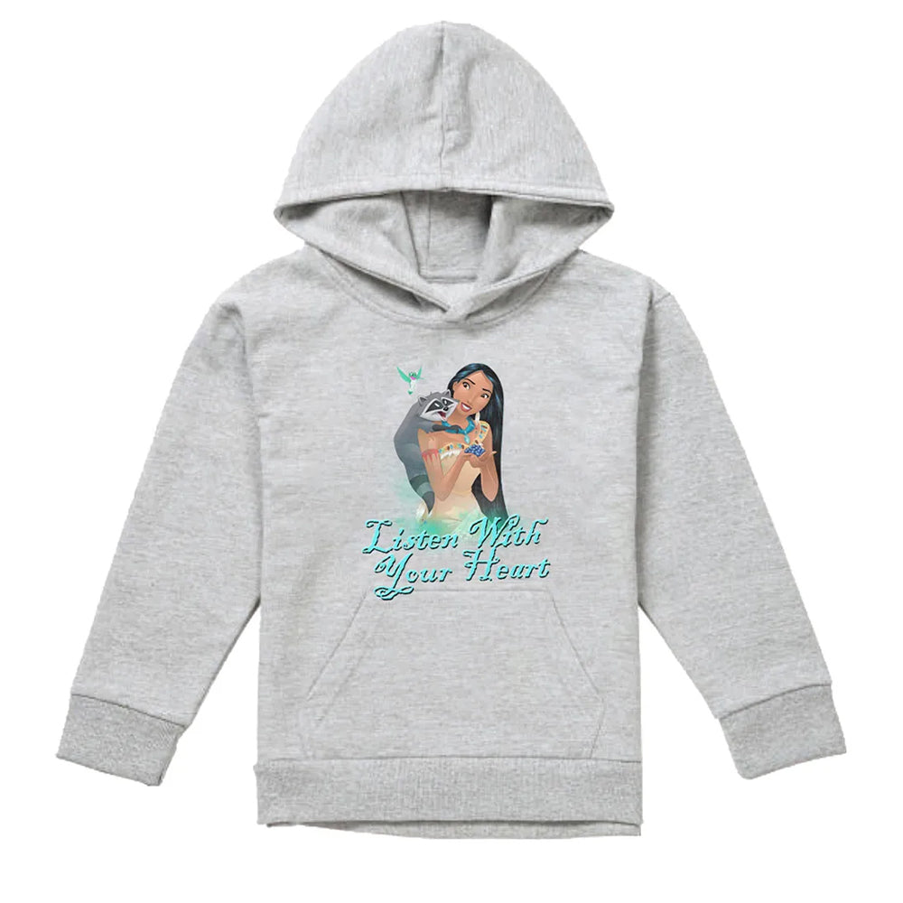 Athletic Heather - Front - Pocahontas Childrens-Kids Listen With Your Heart Heather Hoodie