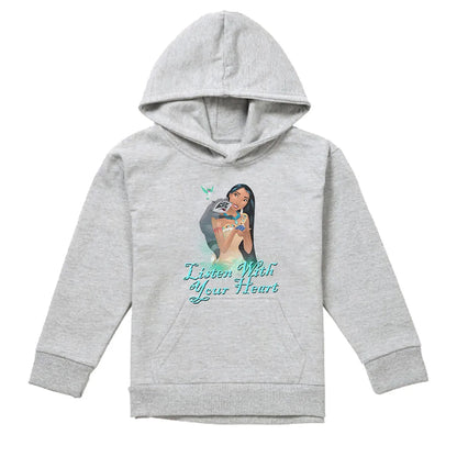 Athletic Heather - Front - Pocahontas Childrens-Kids Listen With Your Heart Heather Hoodie