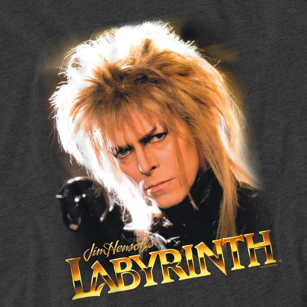 Charcoal - Side - Labyrinth Unisex Adult Jareth The Goblin King Heather T-Shirt