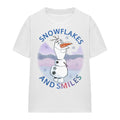 White - Front - Frozen Womens-Ladies Snowflakes And Smiles Olaf T-Shirt