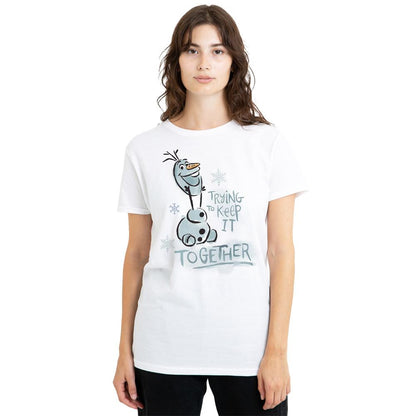 White - Lifestyle - Frozen Womens-Ladies Trying To Keep It Together Olaf T-Shirt