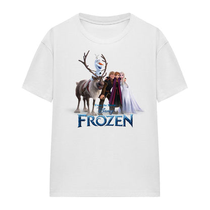 White - Front - Frozen Womens-Ladies Elsa Anna Kristoff Olaf Group Shot T-Shirt