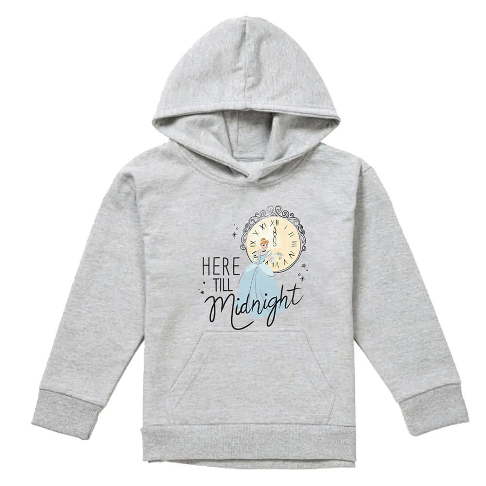 Athletic Heather - Front - Cinderella Childrens-Kids Here Till Midnight Heather New Years Eve Hoodie