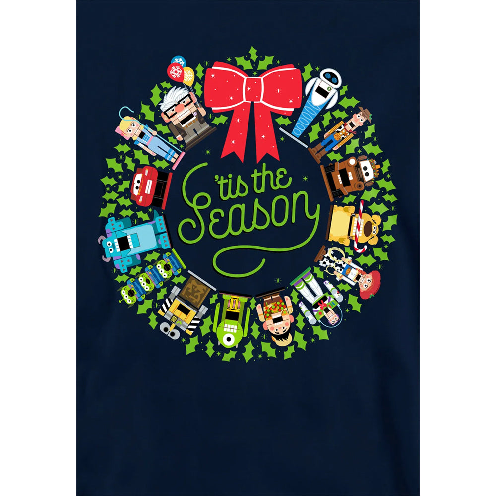Navy - Side - Toy Story Childrens-Kids Wreath Christmas Hoodie