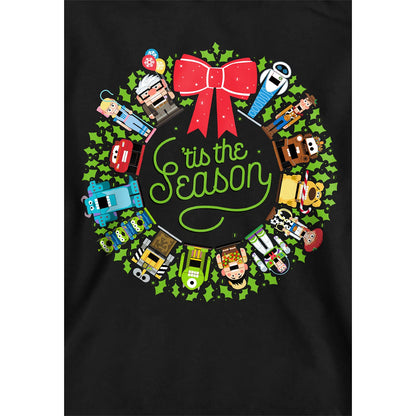 Black - Side - Toy Story Childrens-Kids Wreath Christmas Hoodie
