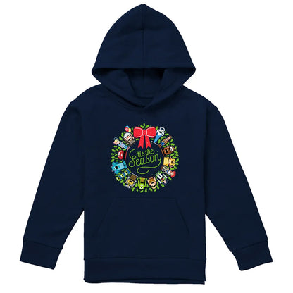 Navy - Front - Toy Story Childrens-Kids Wreath Christmas Hoodie