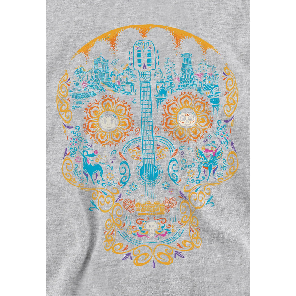 Athletic Heather - Side - Coco Childrens-Kids Colorful Day Of The Dead Skull Miguel Dante Heather Hoodie